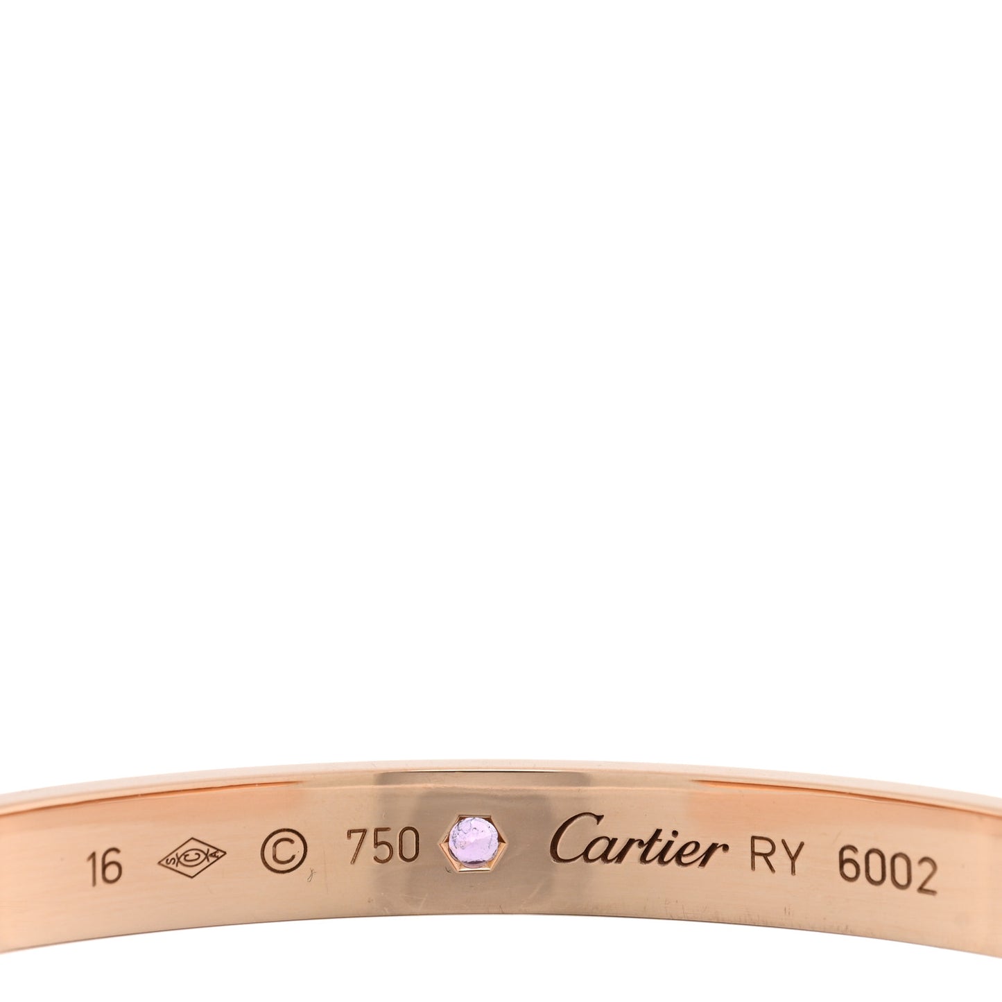 18K Pink Gold Pink Sapphire LOVE Cuff Bracelet 16