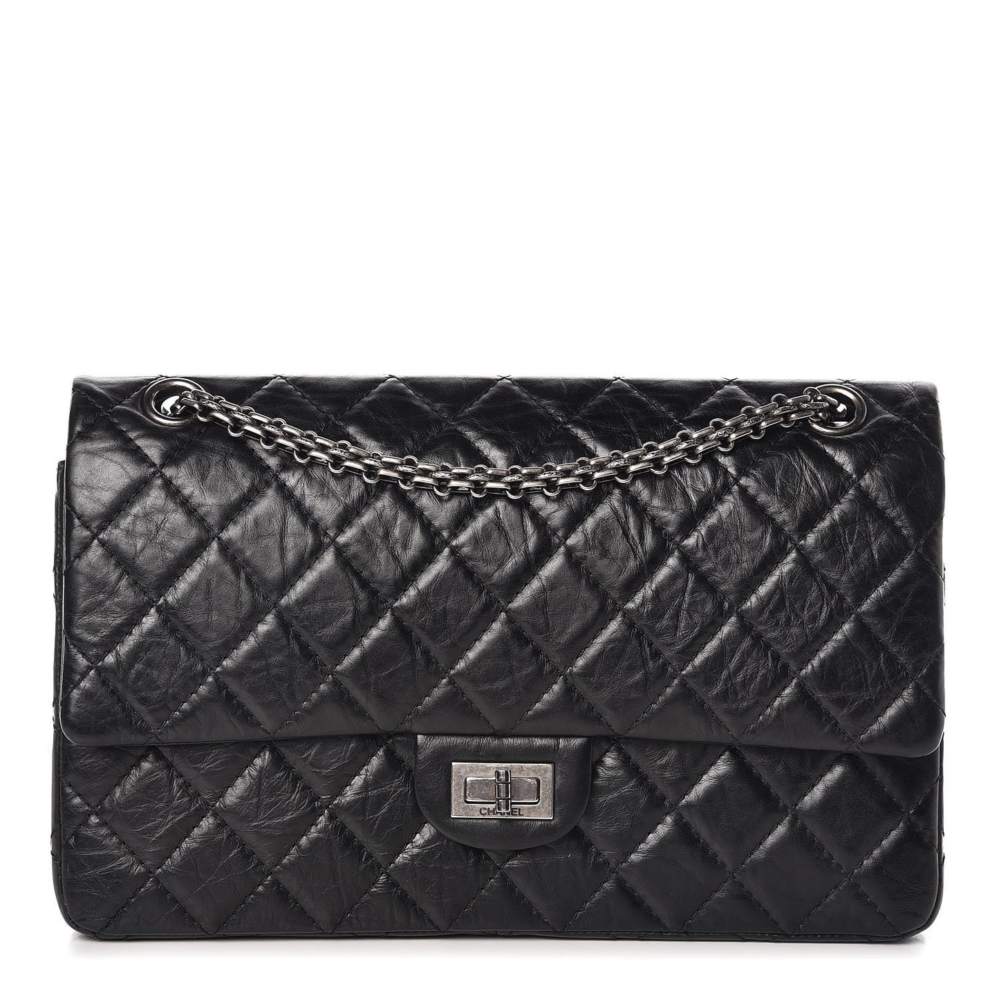 Aged Calfskin Quilted 2.55 Reissue 226 Flap Black