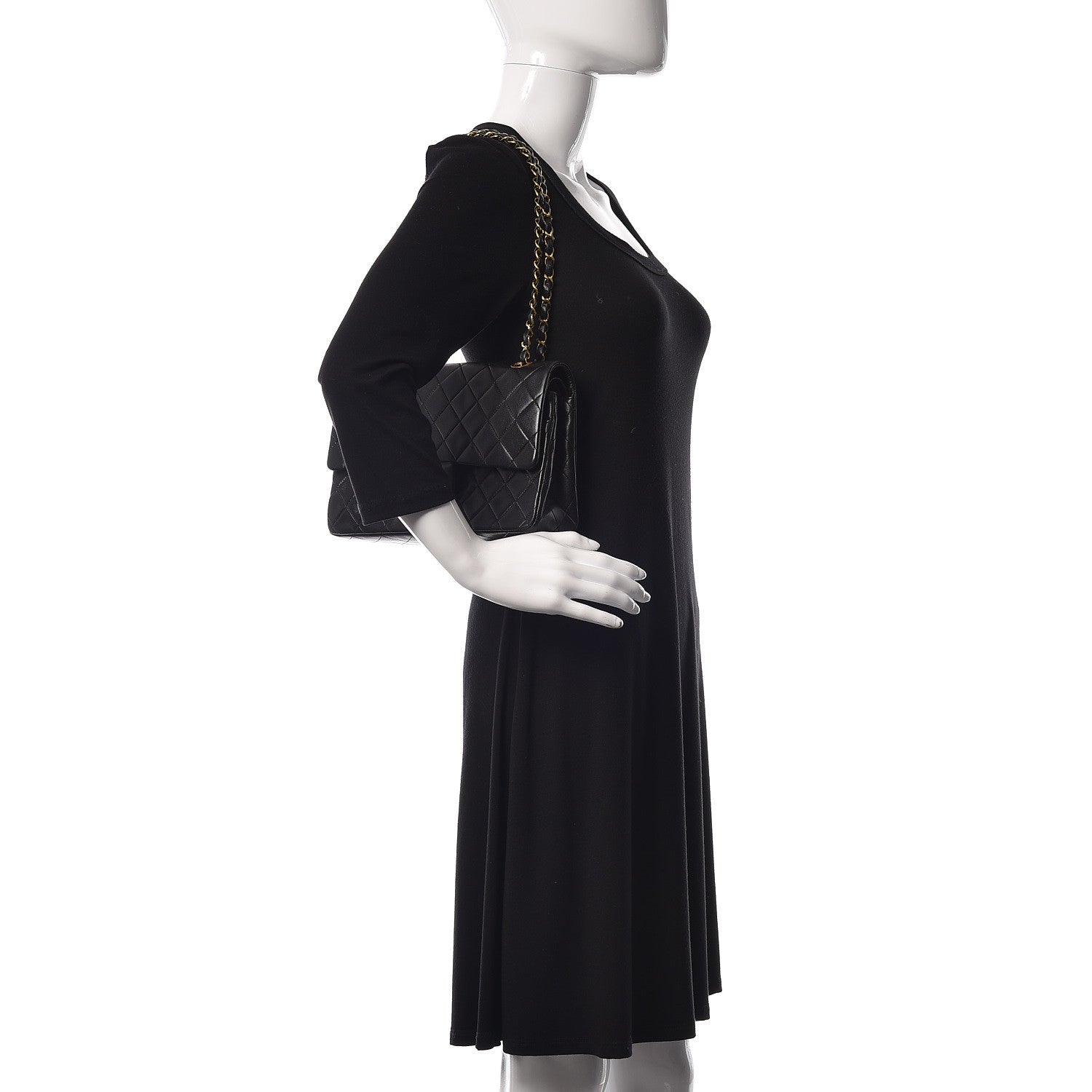 Chanel Lambskin Quilted Medium Double Flap Black 2 of 10