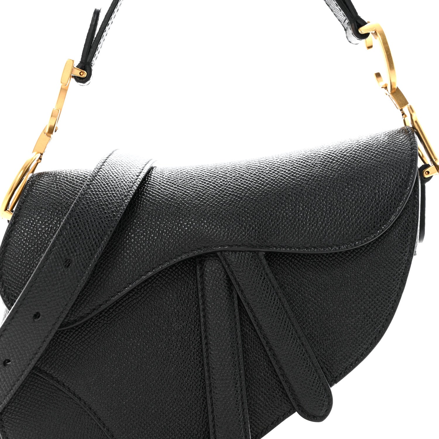Christian Dior Grained Calfskin Mini Saddle Bag With Strap Black 8 of 13