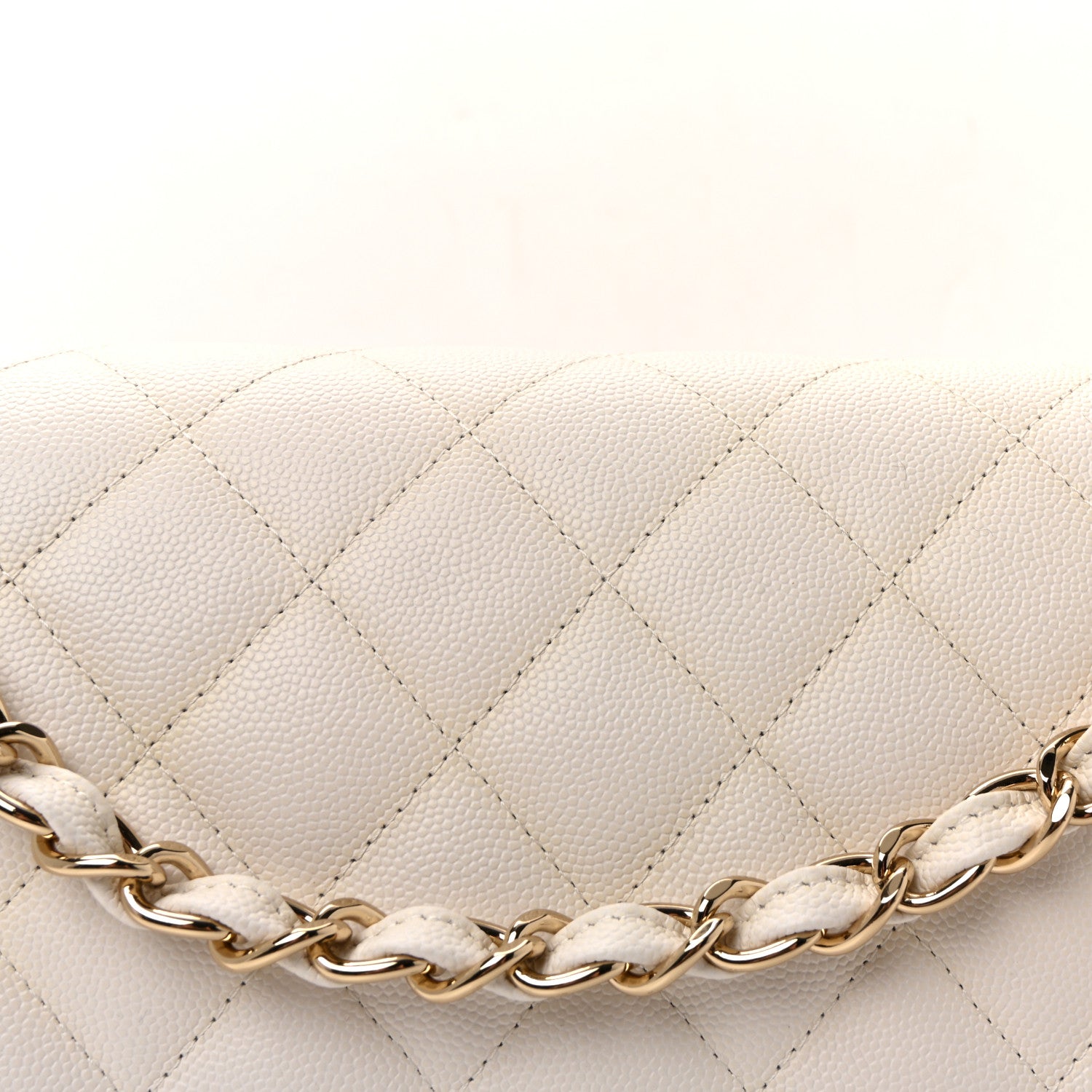 Chanel Caviar Quilted Jumbo Double Flap White 8 of 10