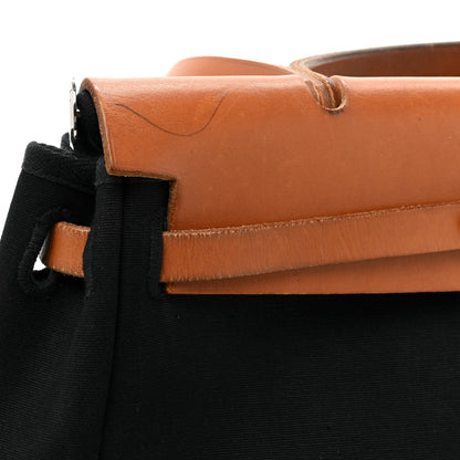 Hermes Toile Vache Calfskin Herbag 30 PM Black Natural 17 of 17