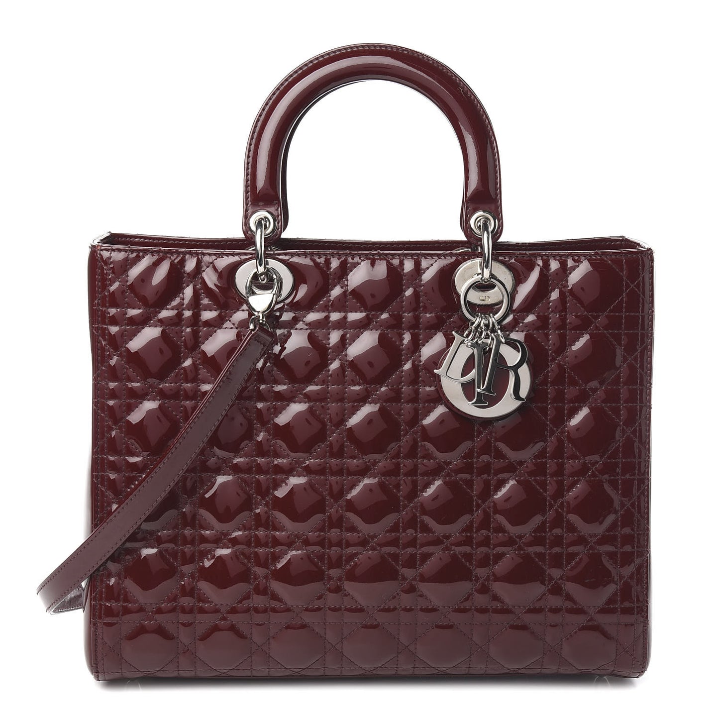 Patent Cannage Large Lady Dior Burgundy