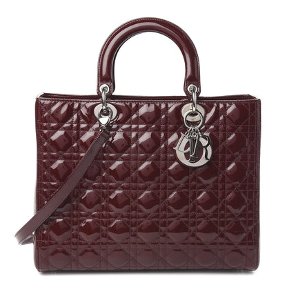 Christian Dior Patent Cannage Large Lady Dior Burgundy 1 of 12