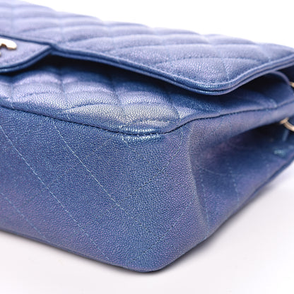 Chanel Iridescent Caviar Quilted Medium Double Flap Dark Blue 9 of 12