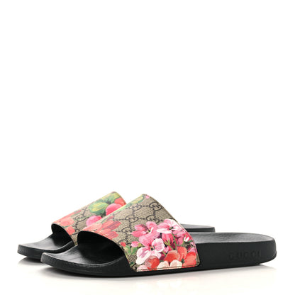 Gucci GG Supreme Monogram Blooms Slide Sandals 39 Beige Multicolor 3 of 9