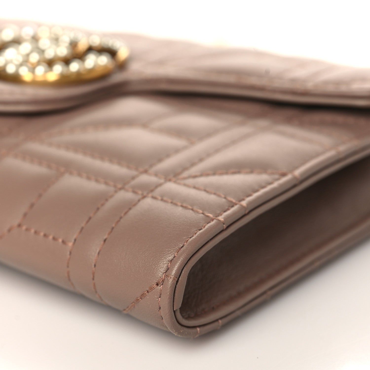 Gucci Calfskin Matelasse Mini Pearly GG Marmont Chain Wallet Porcelain Rose 8 of 8