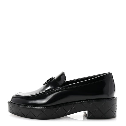 Chanel Shiny Calfskin Quilted CC Mocassin Loafers 35 Black 1 of 10