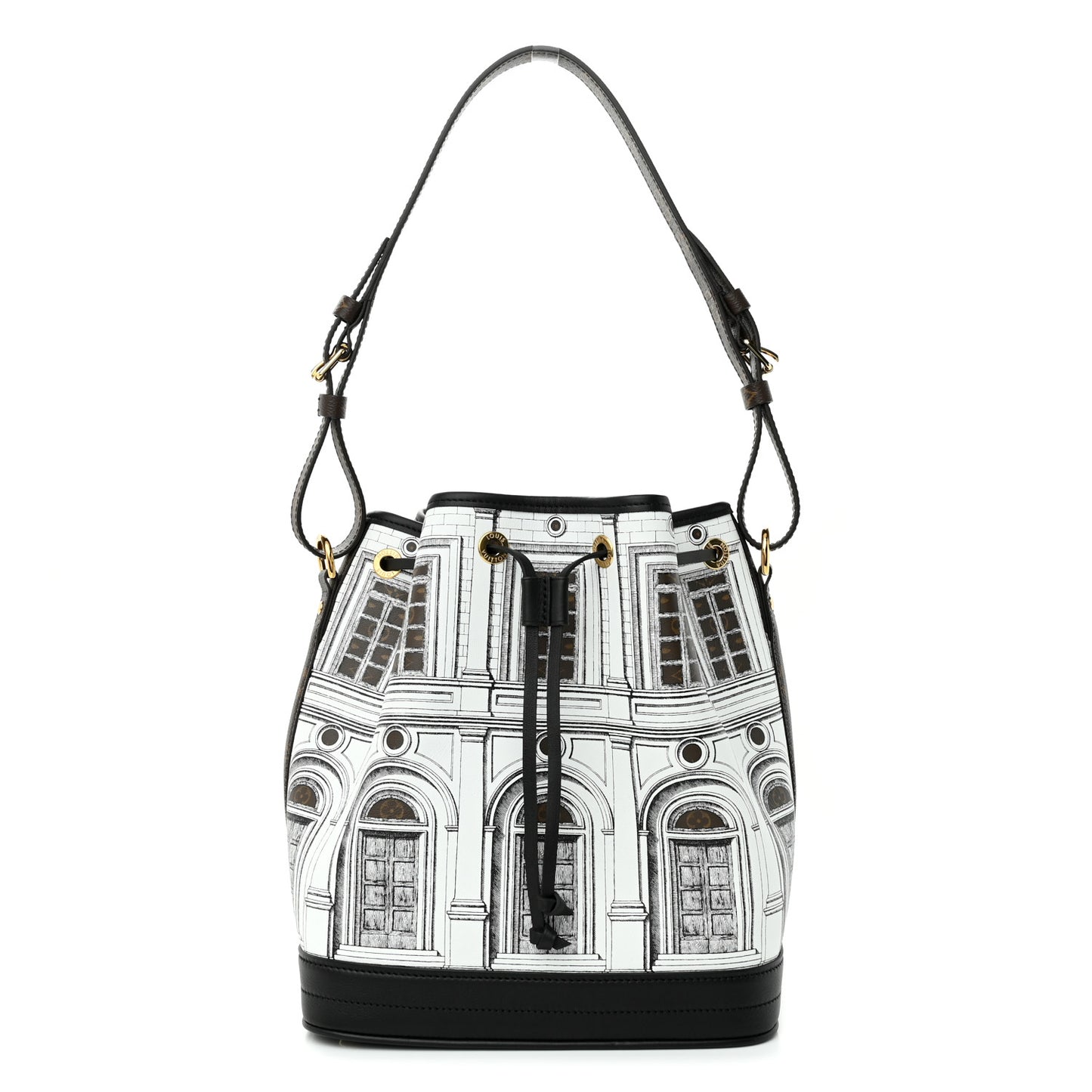 X FORNASETTI Calfskin Architettura Noe MM Black White