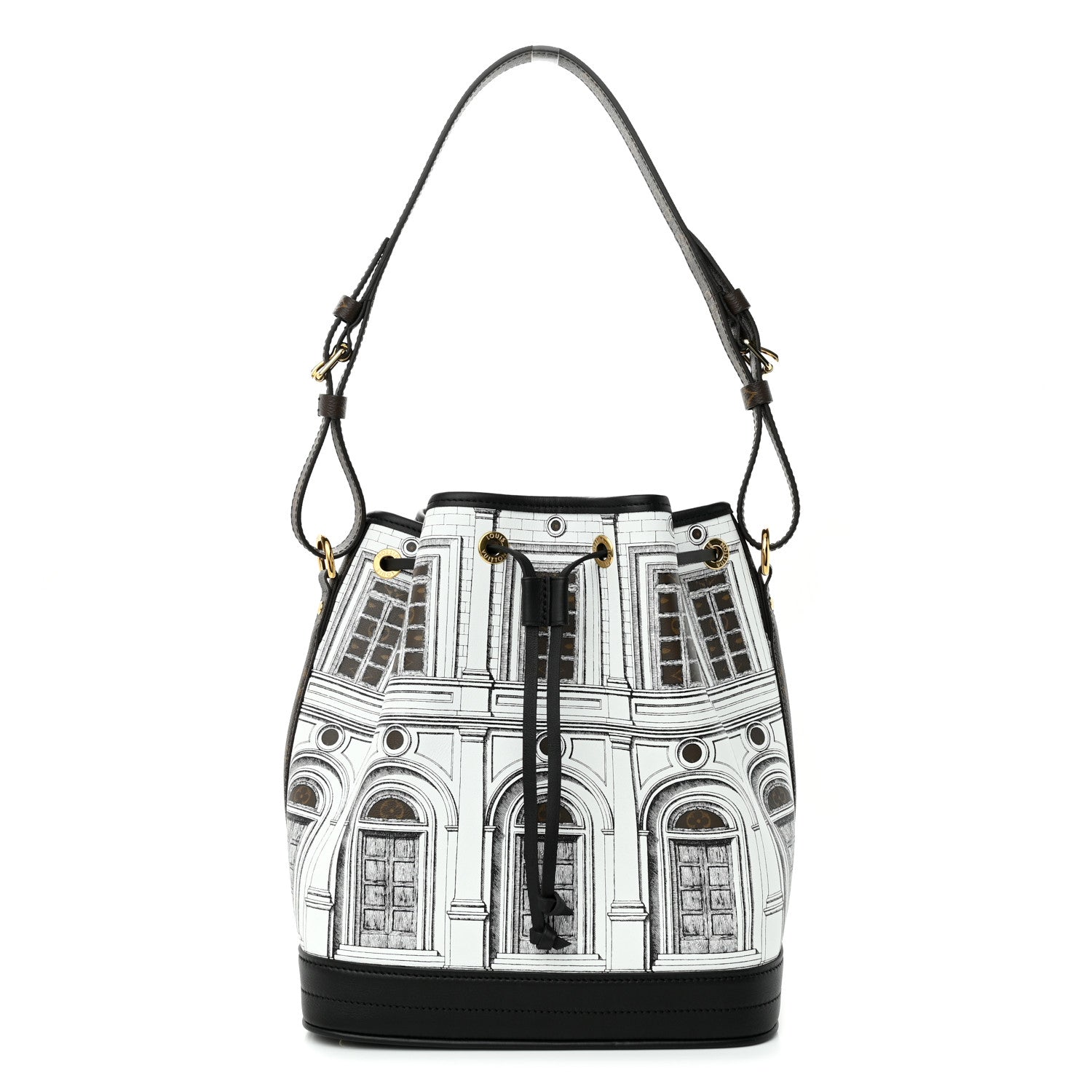 Louis Vuitton X FORNASETTI Calfskin Architettura Noe MM Black White 1 of 9