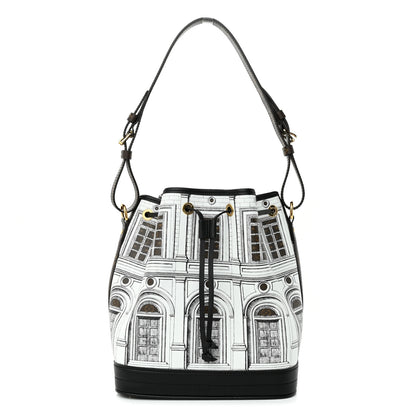 Louis Vuitton X FORNASETTI Calfskin Architettura Noe MM Black White 1 of 9