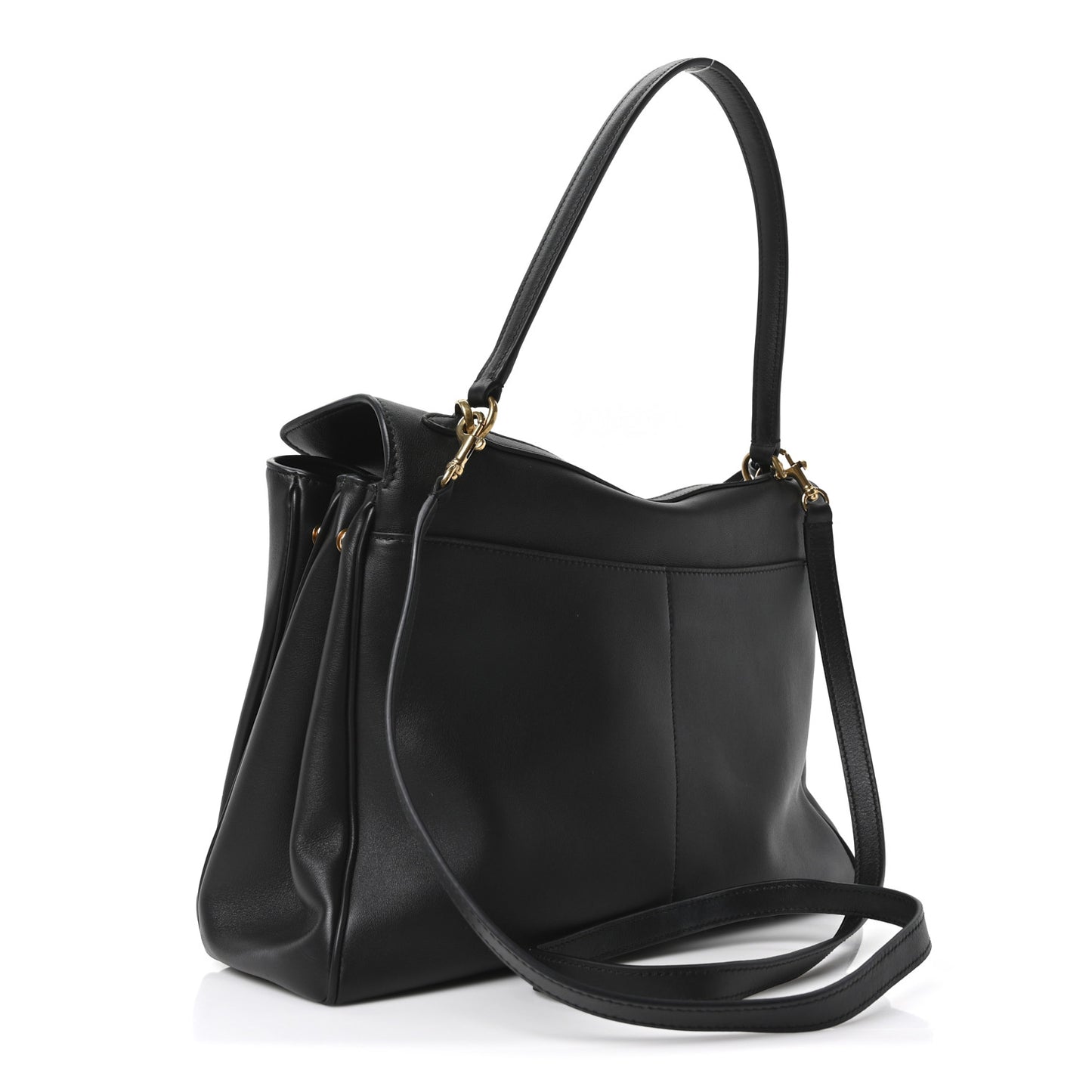 Natural Smooth Calfskin Medium Rodeo Top Handle Handbag Black