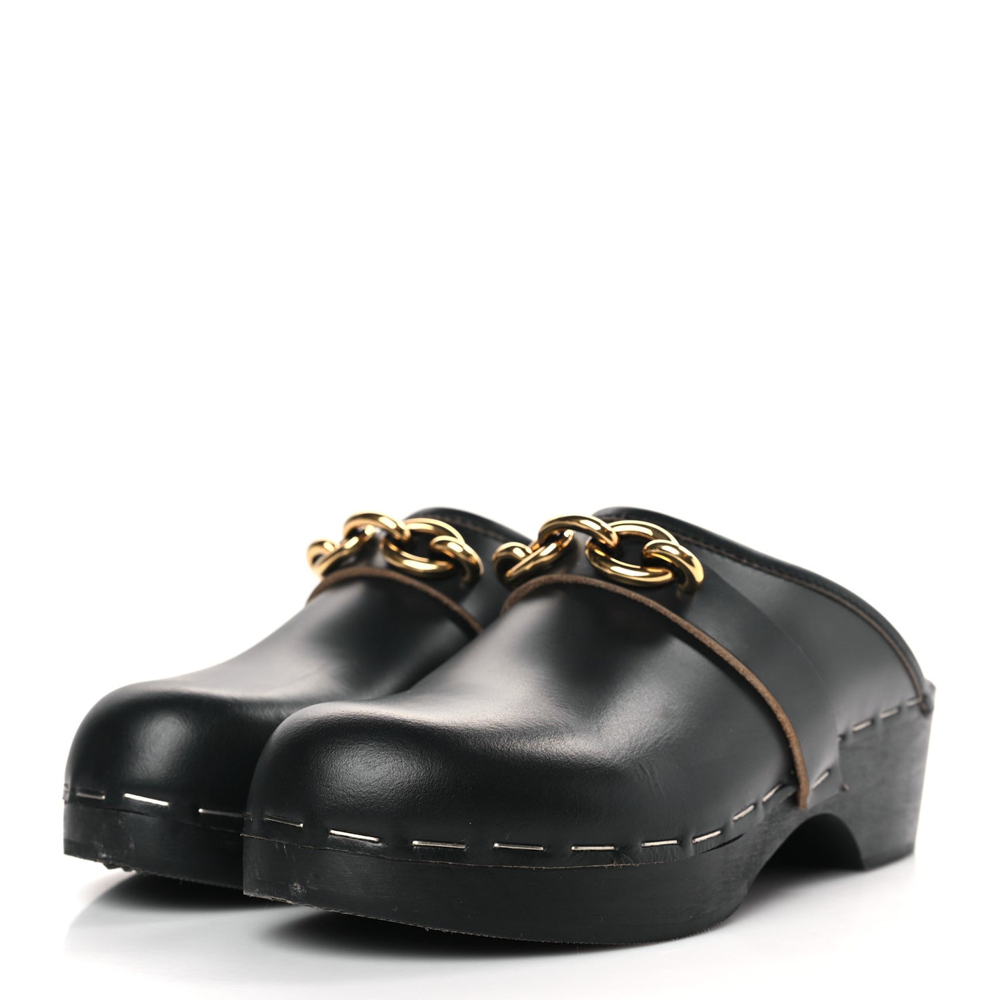 Smooth Calfskin Le Maillon Clogs 38 Black