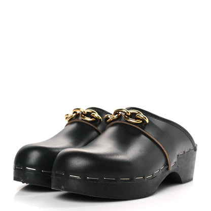 Saint Laurent Smooth Calfskin Le Maillon Clogs 38 Black 3 of 9