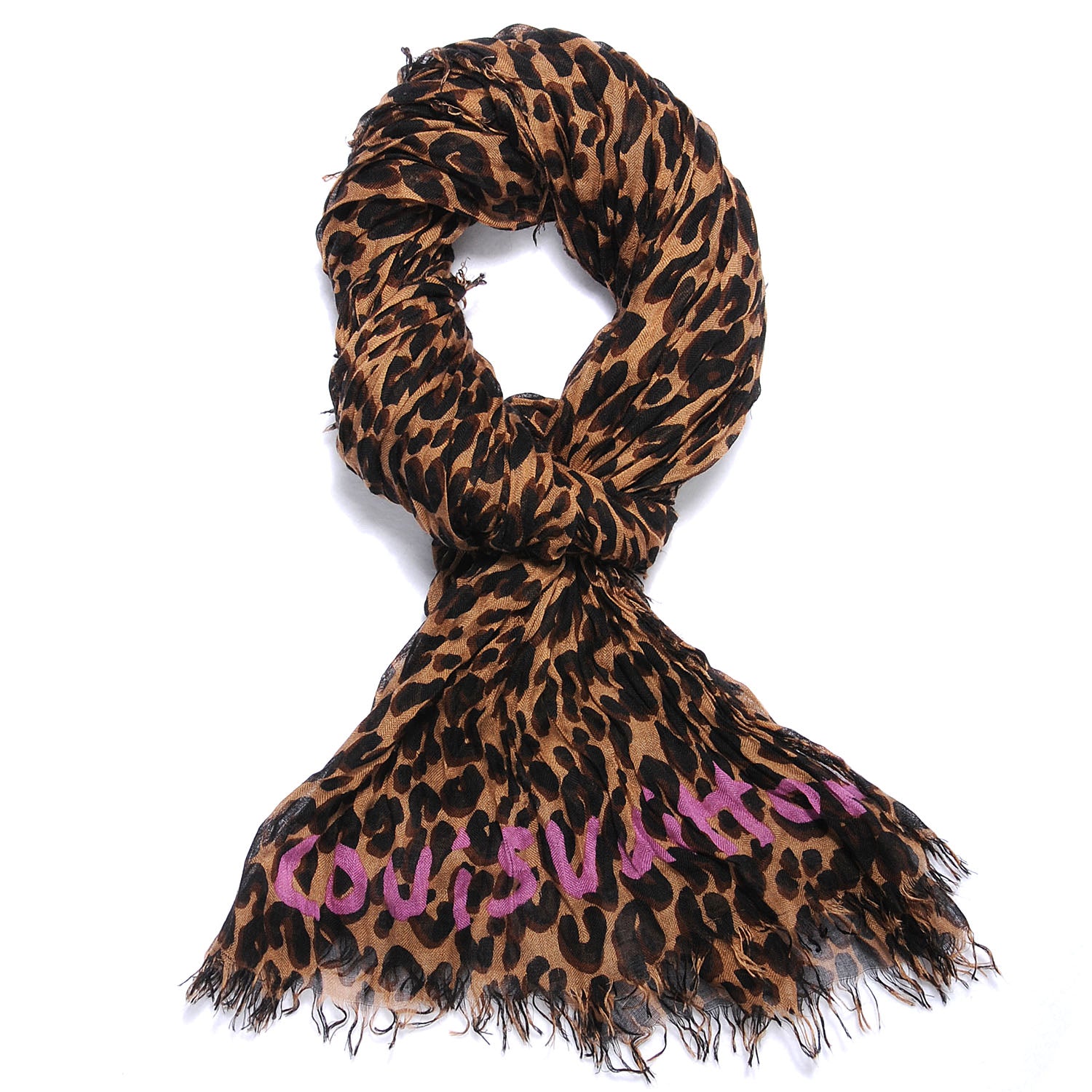 Louis Vuitton Cashmere Silk Leopard Stole Brown 1 of 7