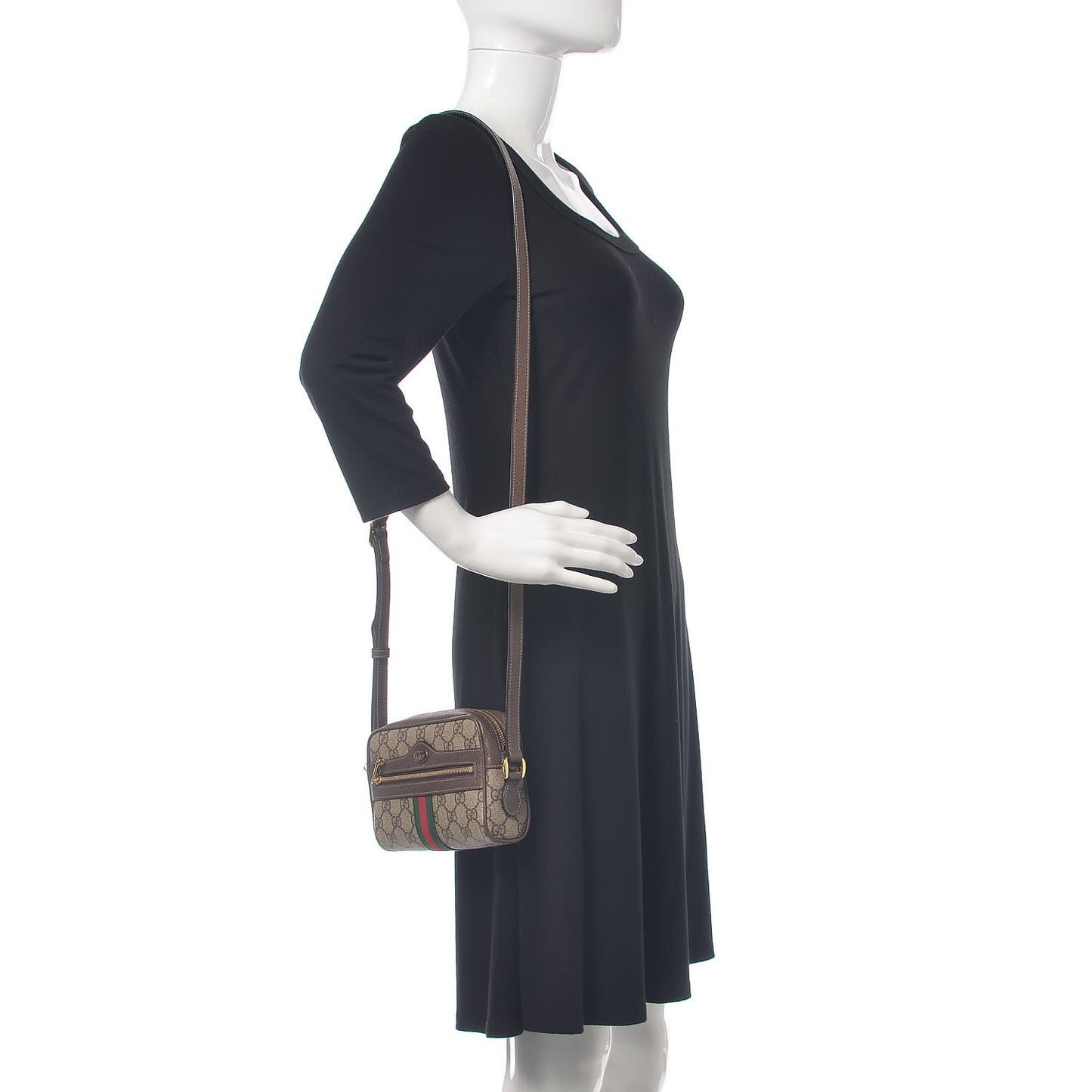 GG Supreme Monogram Web Mini Ophidia Shoulder Bag Brown
