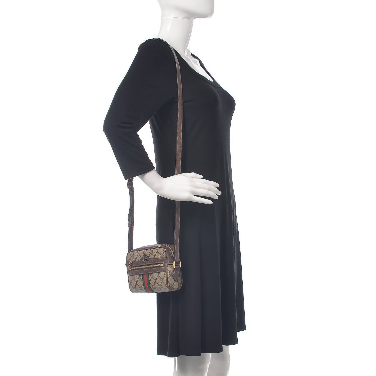 Gucci GG Supreme Monogram Web Mini Ophidia Shoulder Bag Brown 2 of 10