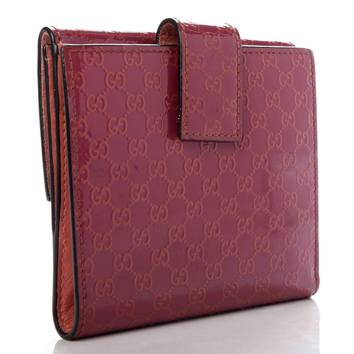 Gucci Patent Microguccissima Lovely Heart French Flap Wallet Red 3 of 11