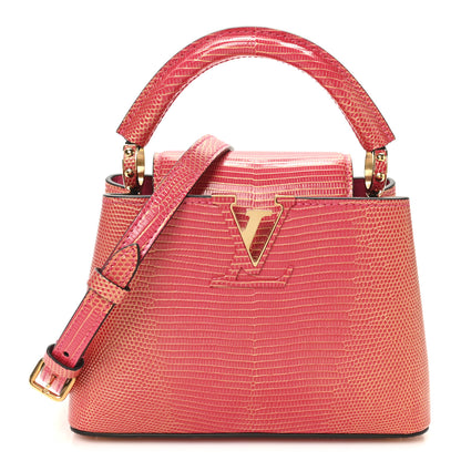 Louis Vuitton Metallic Lizard Capucines Mini Fuchsia Gold 7 of 9