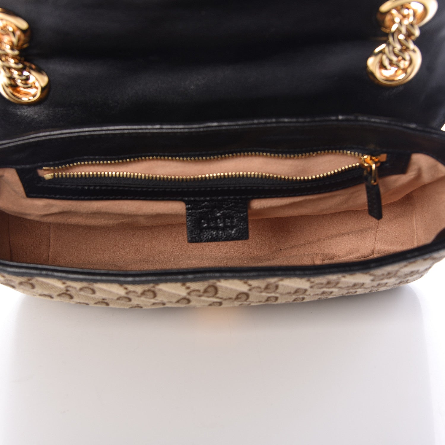 Gucci Monogram Matelasse Diagonal Small GG Marmont Shoulder Bag Beige Black 5 of 11