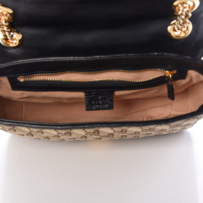 Gucci Monogram Matelasse Diagonal Small GG Marmont Shoulder Bag Beige Black 5 of 11