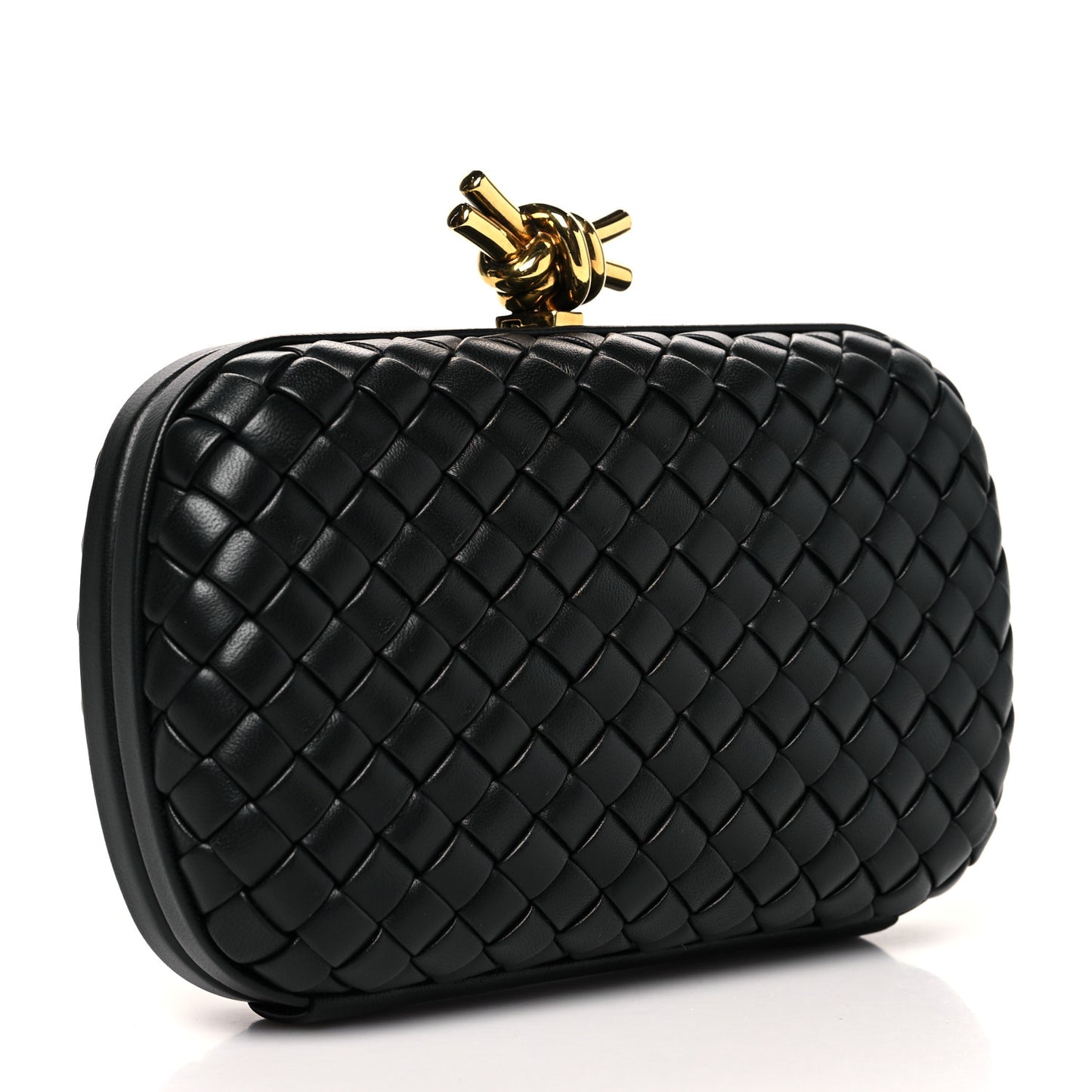 Nappa Intrecciato Knot Clutch Black