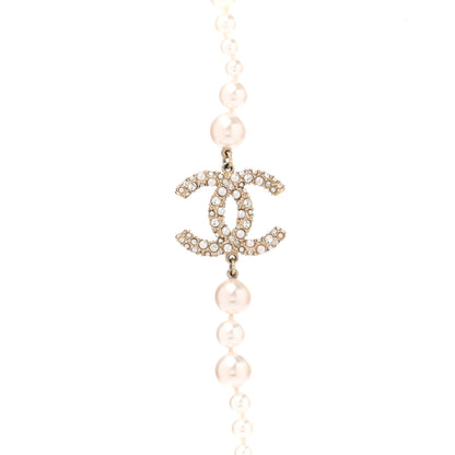 Chanel Pearl Crystal CC Cluster Long Necklace Gold 4 of 7