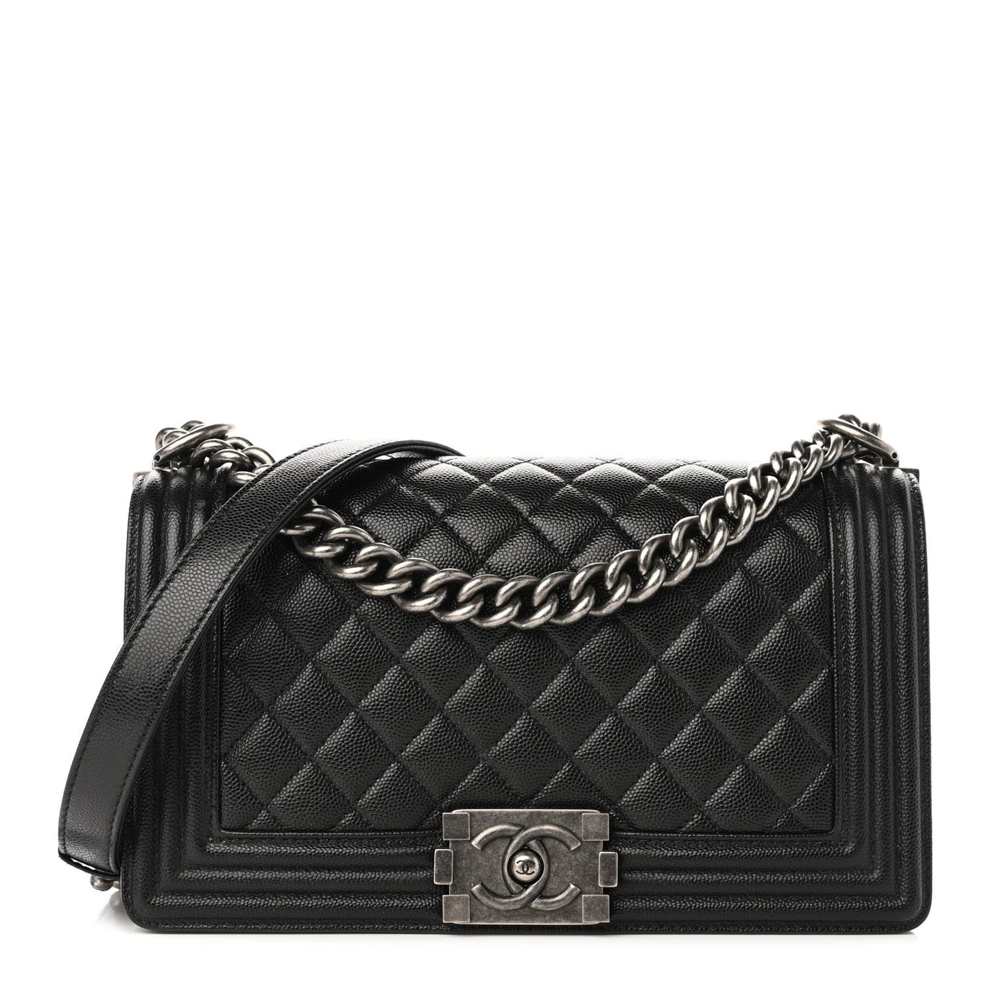 Caviar Quilted Medium Boy Flap Black