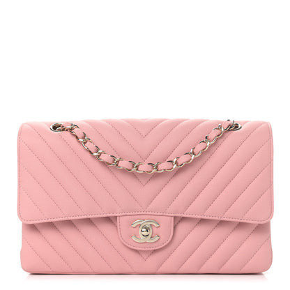 Chanel Caviar Flat Chevron Quilted Medium Double Flap Pink 1 of 5