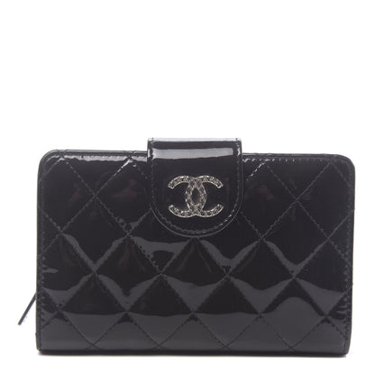 Chanel Patent Quilted Brilliant Zipped Pocket Wallet Black 1 of 8