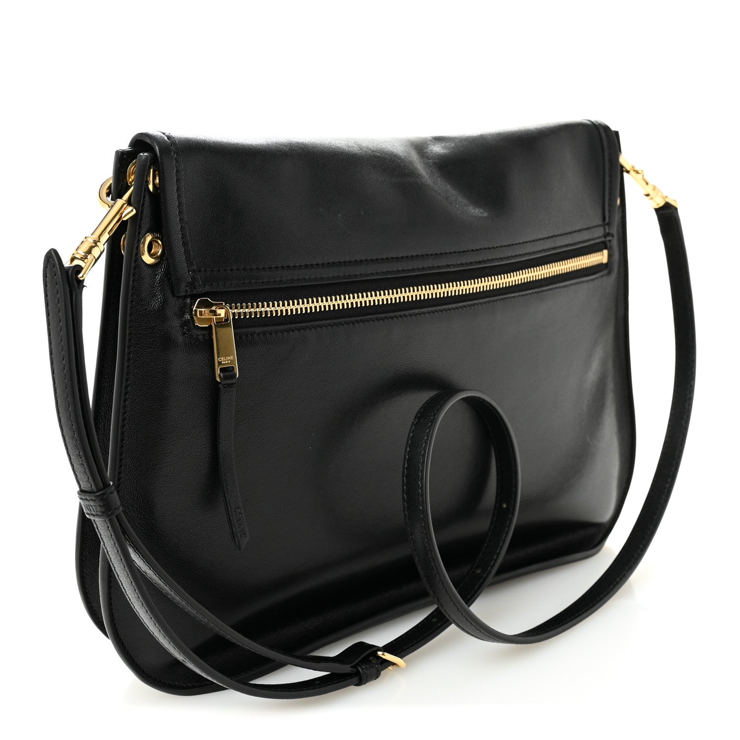 Celine Shiny Lambskin Soft Triomphe Besace Bag Black 3 of 9