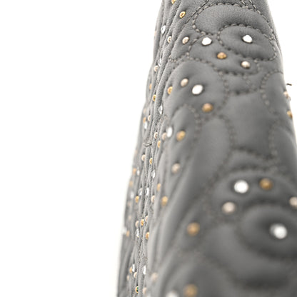 Chanel Lambskin Camellia Studded Wallet on Chain WOC Grey 17 of 18