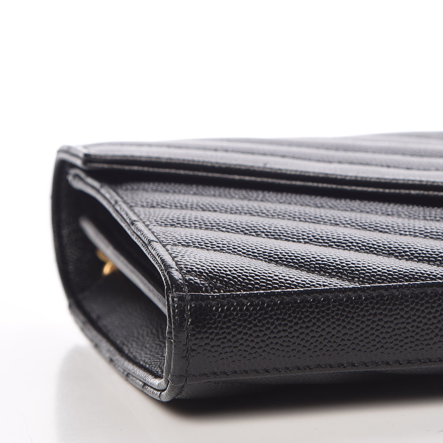 Saint Laurent Grain De Poudre Matelasse Chevron Monogram Chain Wallet Black 7 of 8