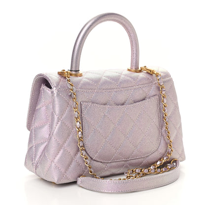 Chanel Metallic Caviar Quilted Mini Coco Handle Flap Light Pink 3 of 10
