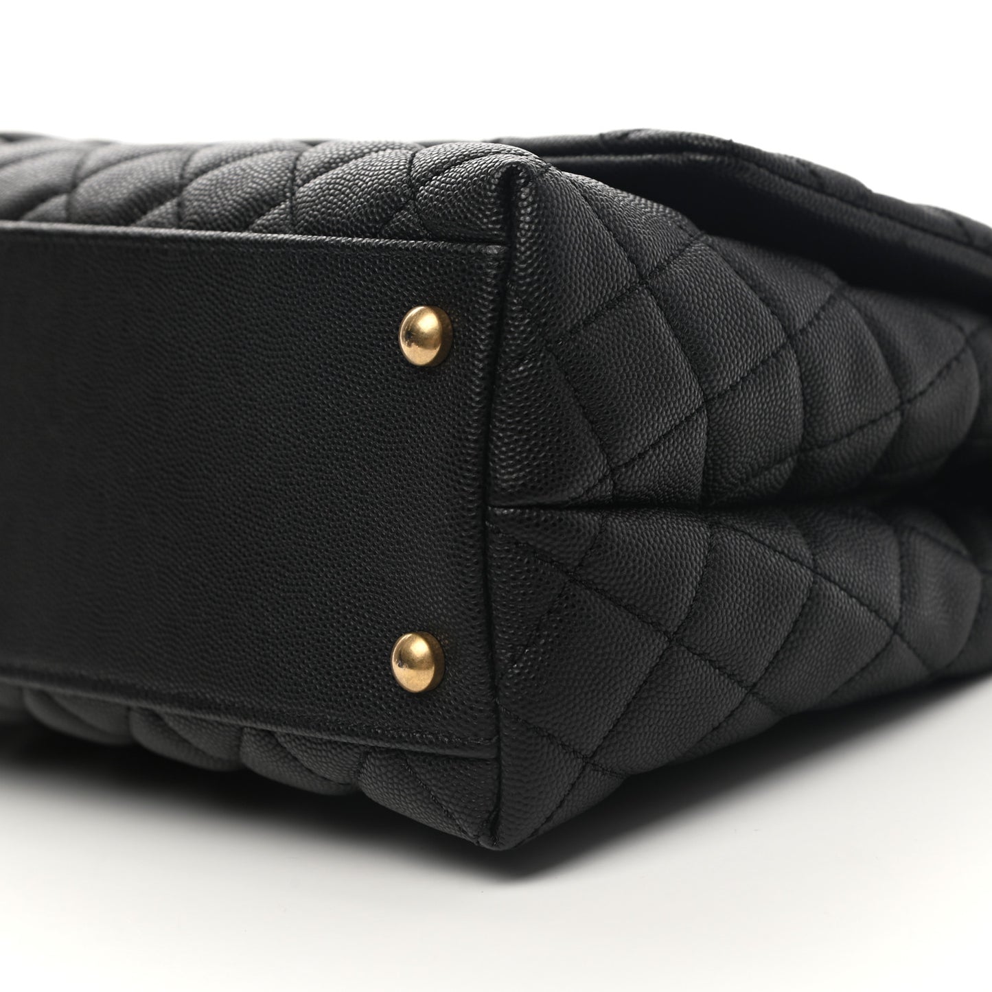 Caviar Lizard Embossed Quilted Small Coco Handle Flap Black