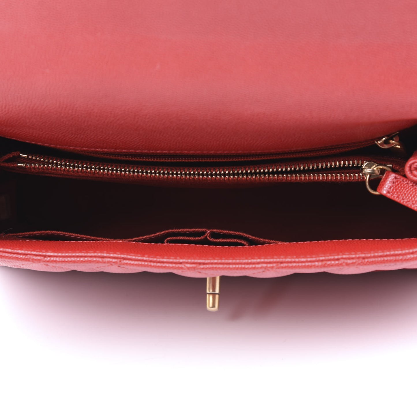 Caviar Quilted Small Coco Handle Flap Red