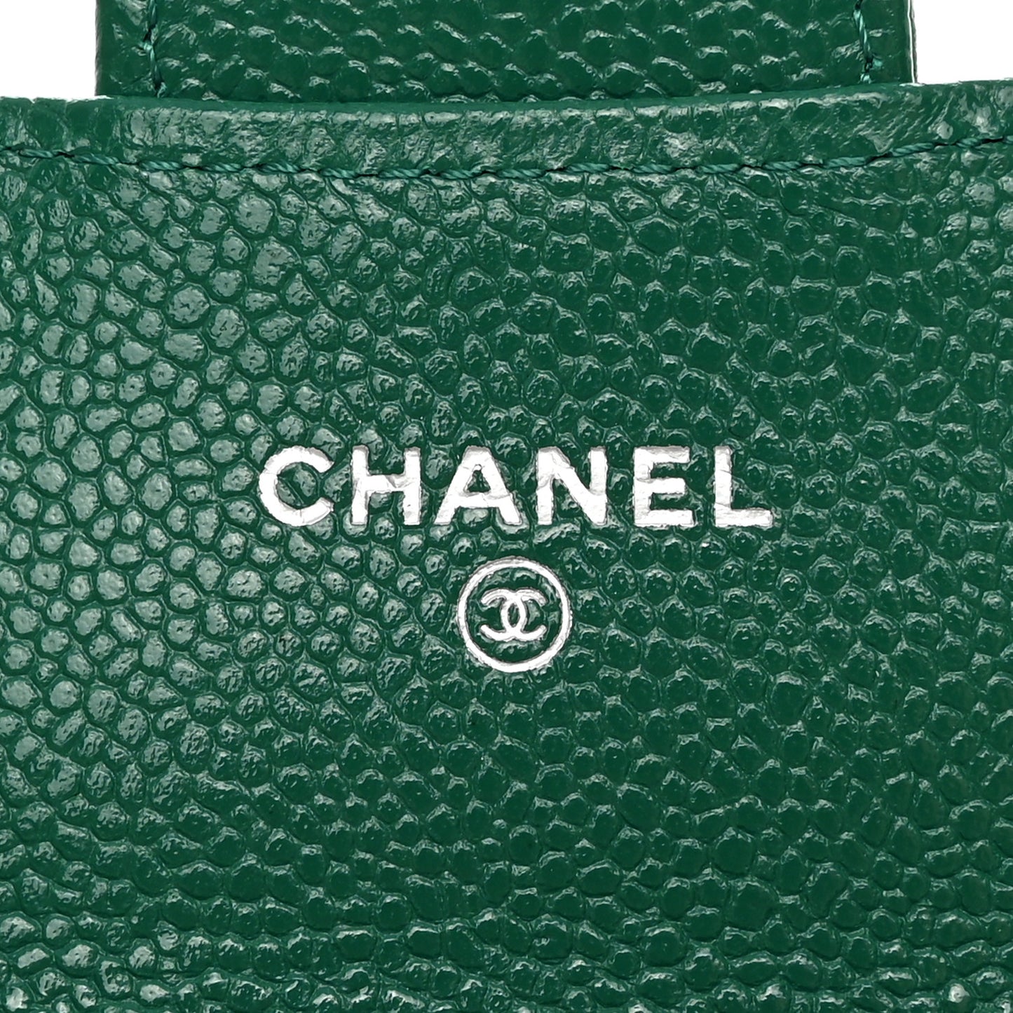 Caviar Quilted Flap Card Holder Wallet Green