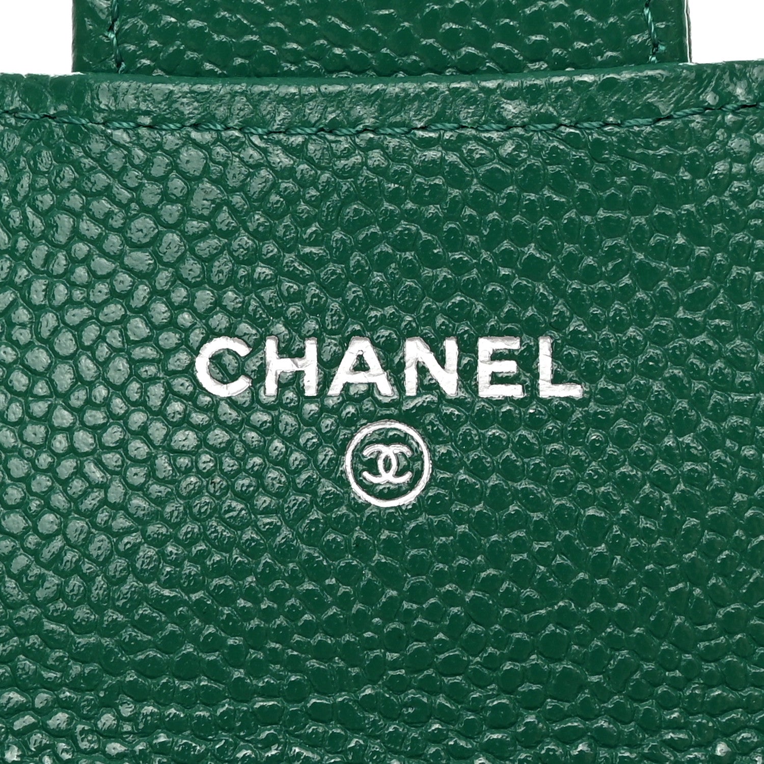 Chanel Caviar Quilted Flap Card Holder Wallet Green 7 of 10