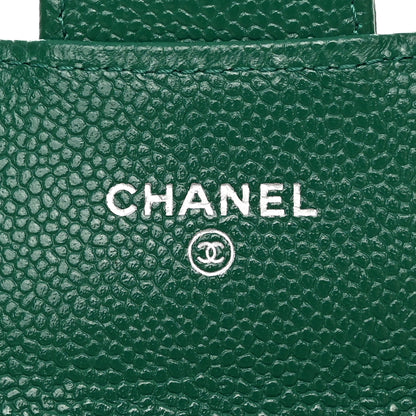 Chanel Caviar Quilted Flap Card Holder Wallet Green 7 of 10