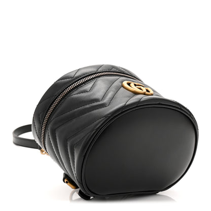 Gucci Calfskin Matelasse Chevron Mini GG Marmont Top Handle Bag Black 4 of 10