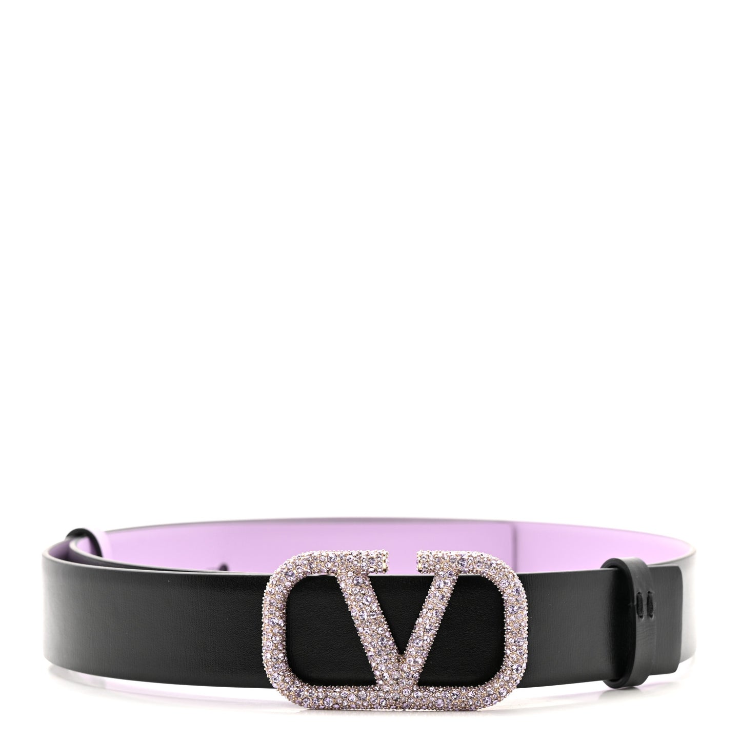Calfskin Crystal VLogo 30mm Reversible Belt 80 32 Purple Black