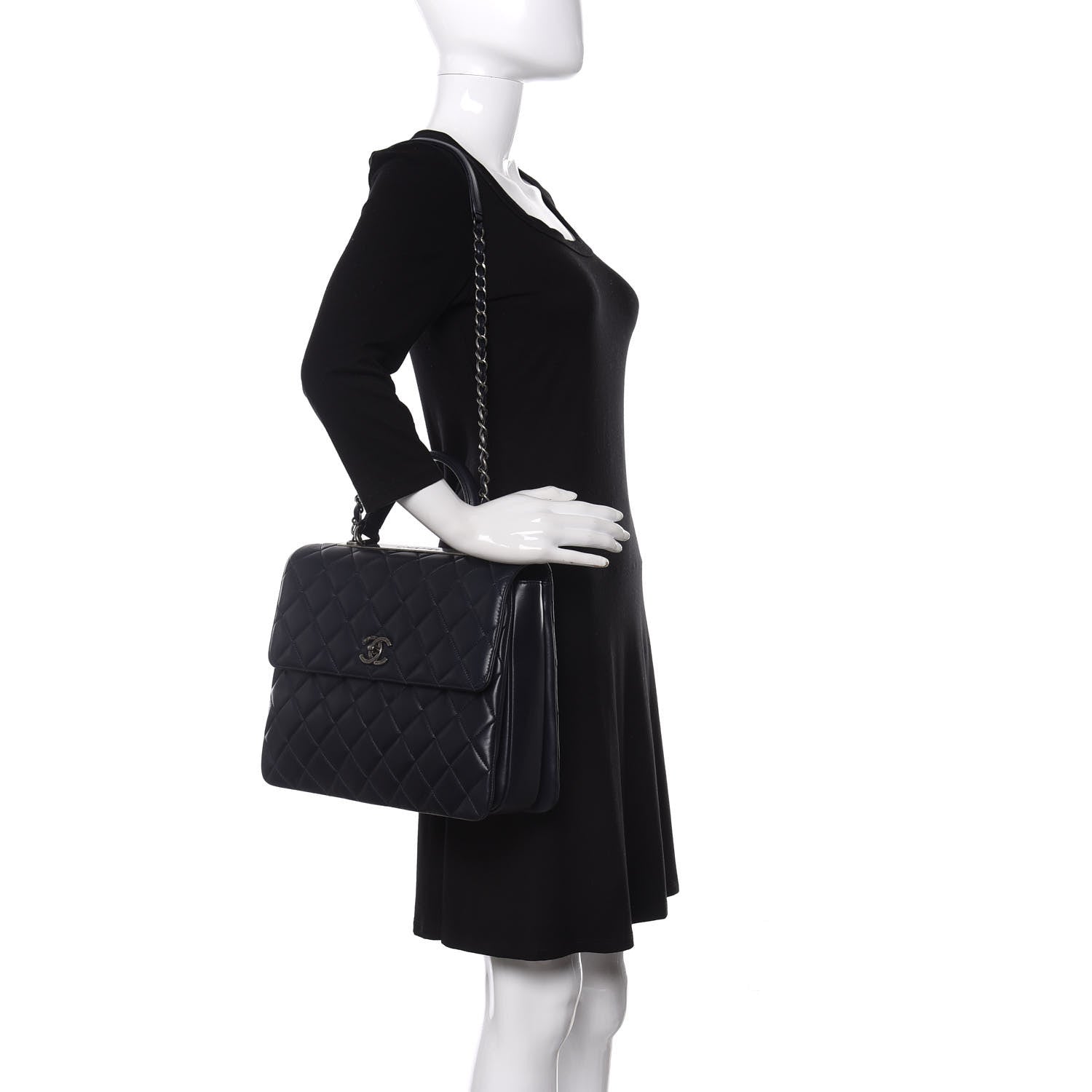 Chanel Lambskin Quilted Large Trendy CC Flap Dual Handle Bag Navy 2 of 10