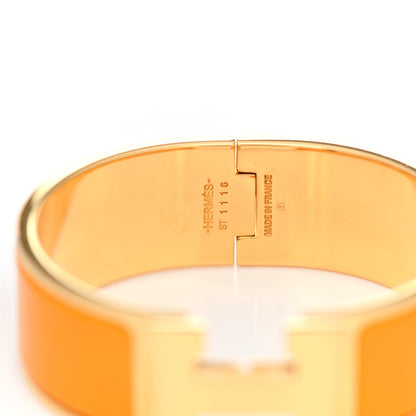 Hermes Enamel Wide Clic Clac H Bracelet PM Jaune Madras 4 of 6