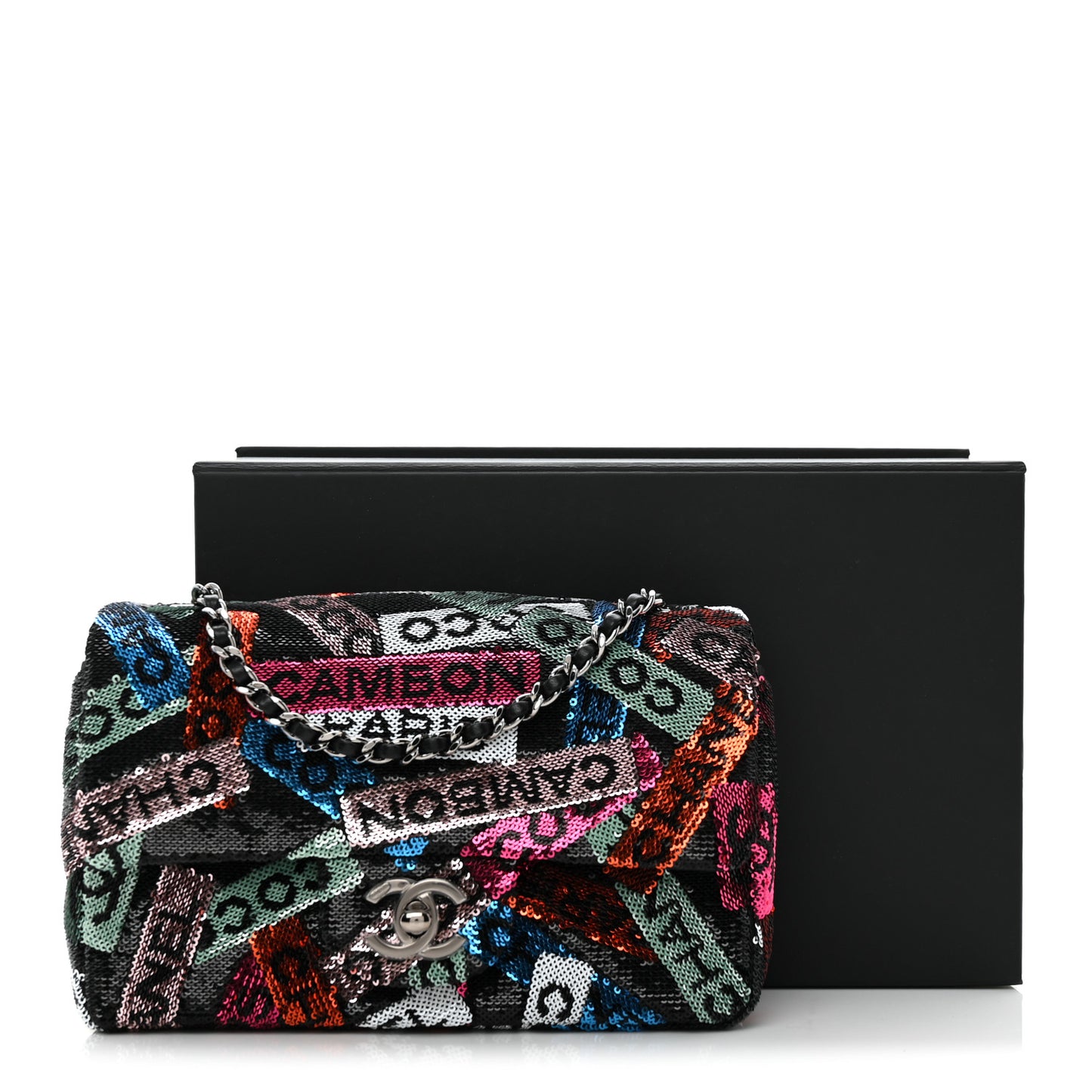 Sequin Logo Small Flap Ruthenium Multicolor