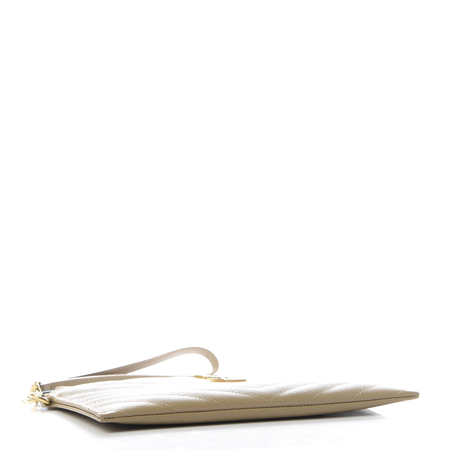 Saint Laurent Grain De Poudre Chevron Monogram Large Bill Pouch Cork 4 of 10