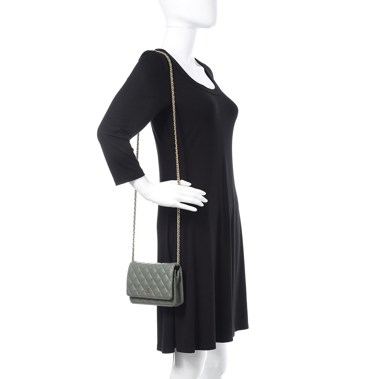 Chanel Iridescent Caviar Quilted Wallet On Chain WOC Green 2 of 12