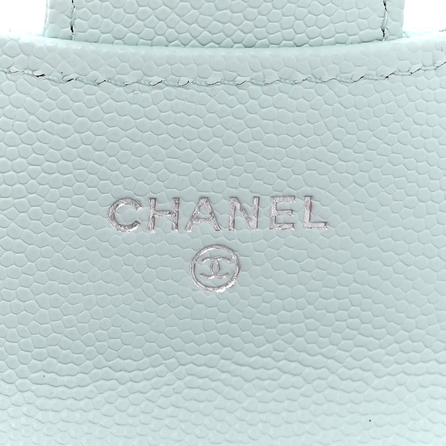 Caviar Quilted Flap Card Holder Wallet Light Blue
