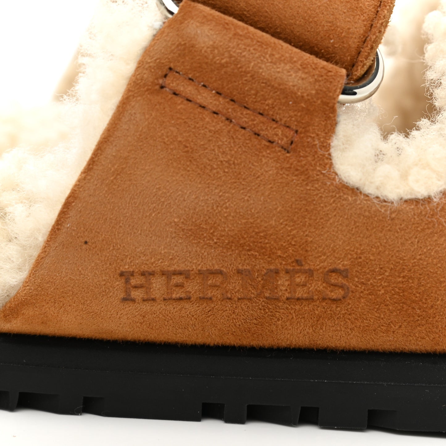 Suede Goatskin Woolskin Womens Chypre Sandals 37 Brun Fume Ecru