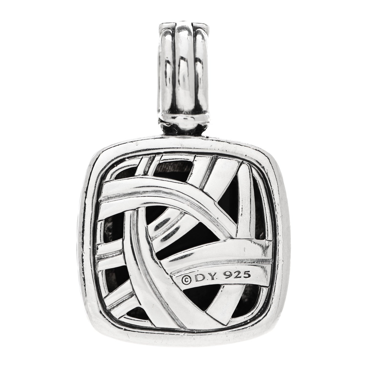 David Yurman Sterling Silver Diamond Black Orchid 14mm Albion Enhancer Pendant 3 of 4
