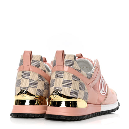 Louis Vuitton Suede Damier Azur Run Away Sneakers 36.5 Pink 3 of 4